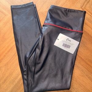 Zyia Black Sweetheart Metallic Light n Tight Hi Rise 7/8 24” Size 6/8, New